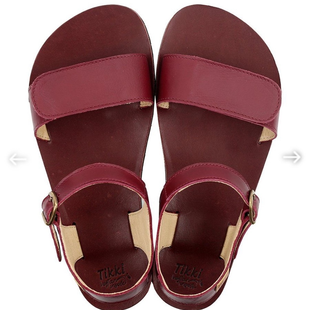 Tikki Vibe Leather Barefoot Red Leather Sandals